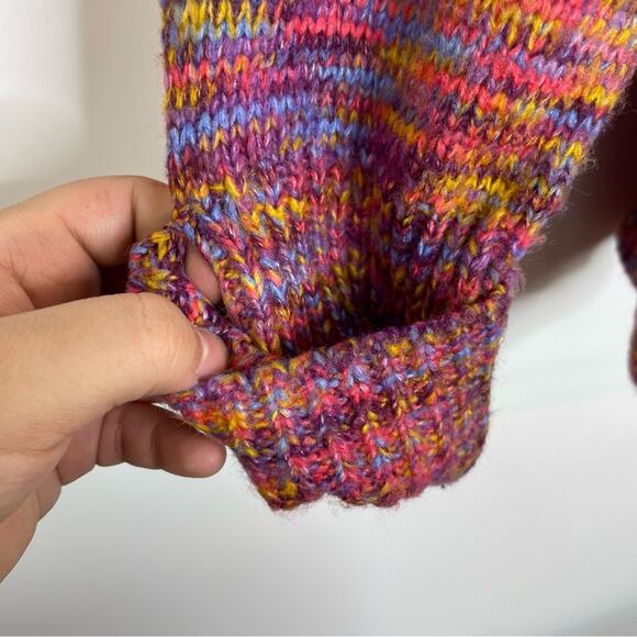 A.N.A. A New Approach pink colorful knit sweater size XL rolled up sleeves - Picture 5 of 11